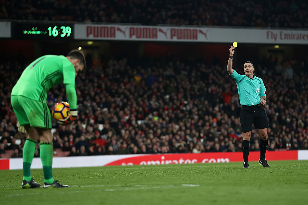 Goalkeeper get a yellow card for time wasting