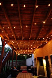lights patio lighting outdoor string deck porch under around backyard posts swag patios decks ceiling wrapped led pretty chainlink idea