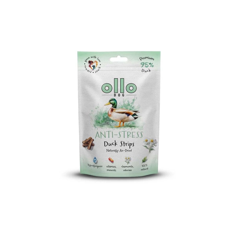 OLLO AIR DRIED 100% DUCK STRIPS 80G