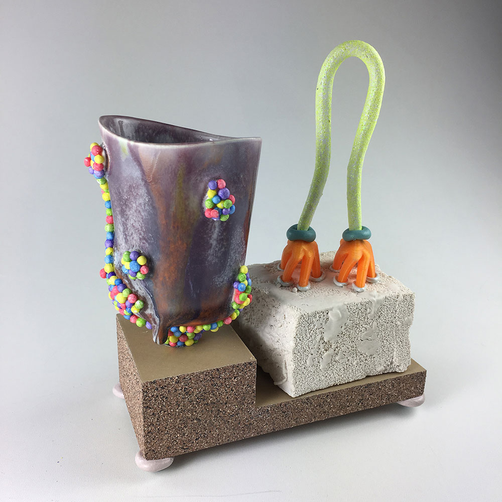 2018, Ceramic, wood filament, epoxy, Styrofoam, 5”x4”x3”