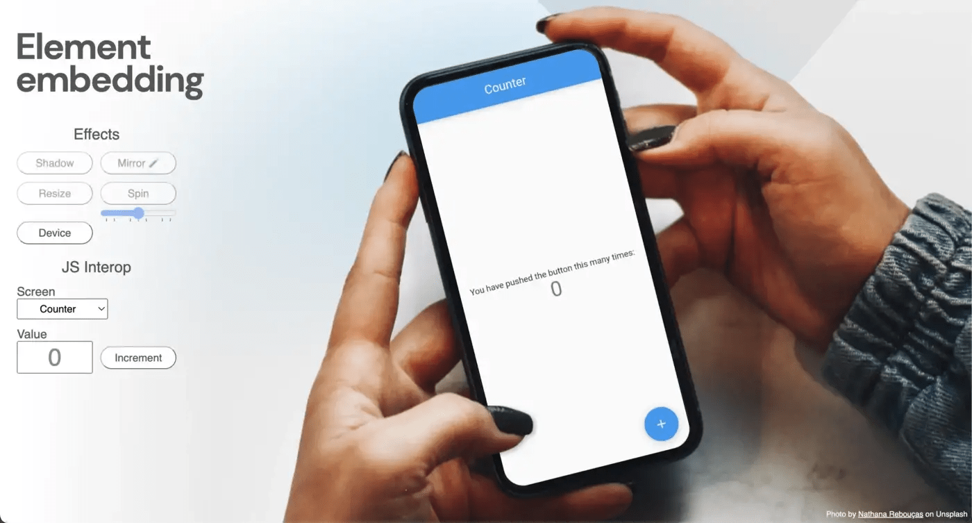 Embed flutter inside web