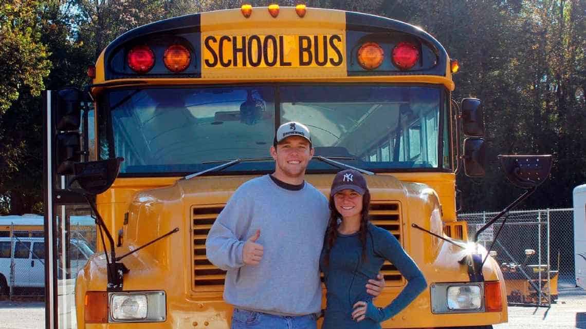 Jack Labosky and his girlfriend, Madi Hiatt, renovated a “skoolie” for the 2019 baseball season. (Photo courtesy of ESPN.)