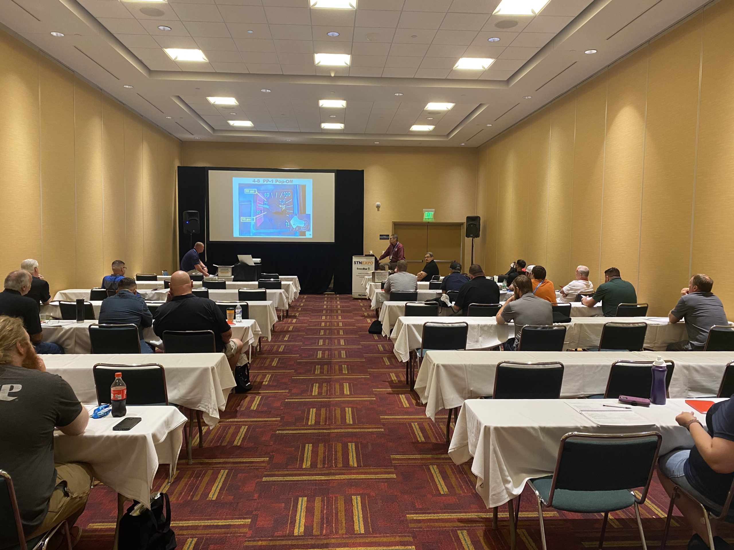 Attendees listen during the classroom portion of the two-day National School Bus Inspection Training on June 2, 2023.