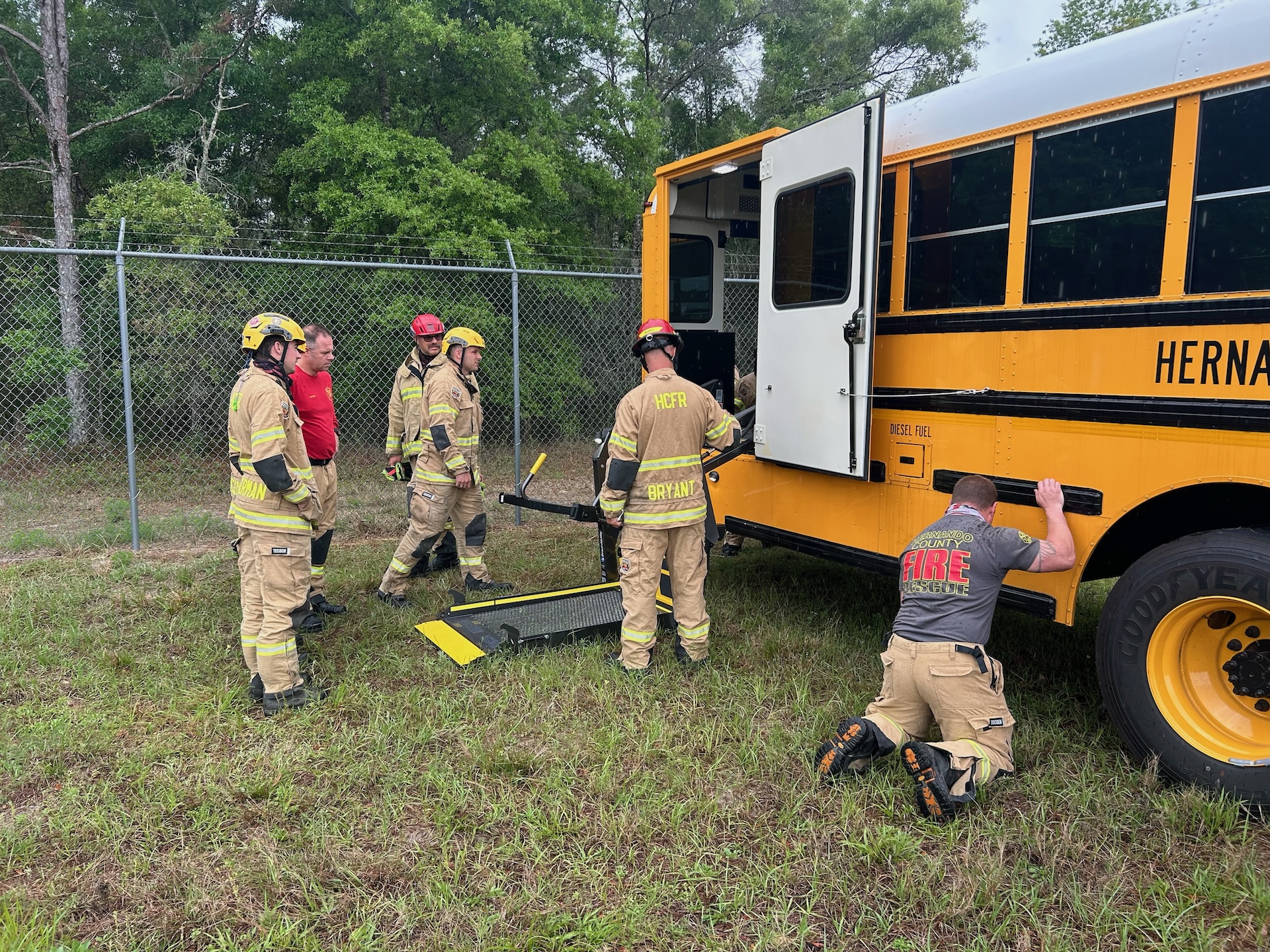 Hernando County (Florida) Fire Rescue conducts school bus emergency training. (Photo courtesy of Paul Hasenmeier)