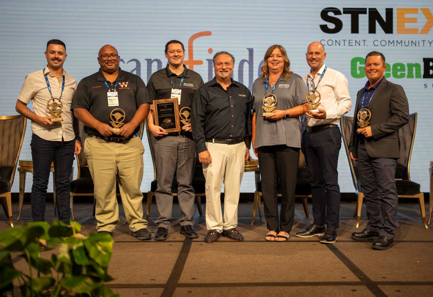 Transfinder President and CEO Antonio Civitella poses with the 2024 Top Transportation Team Winners at the 2024 STN EXPO West conference