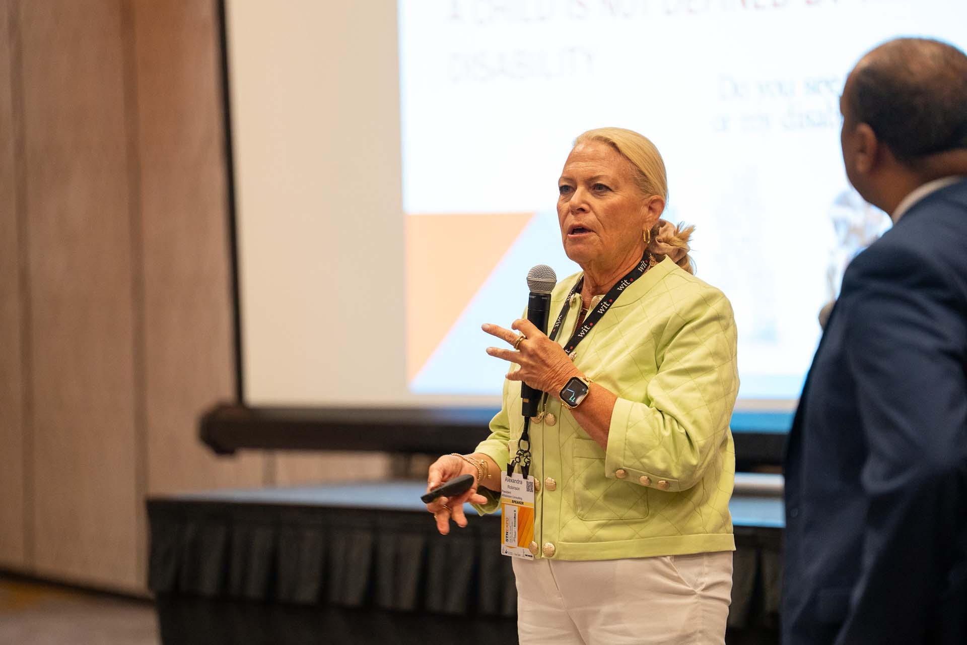 Alexandra Robinson presents at the STN EXPO West conference on July 14, 2025 in Reno (Photo by Vincent Rios Creative)