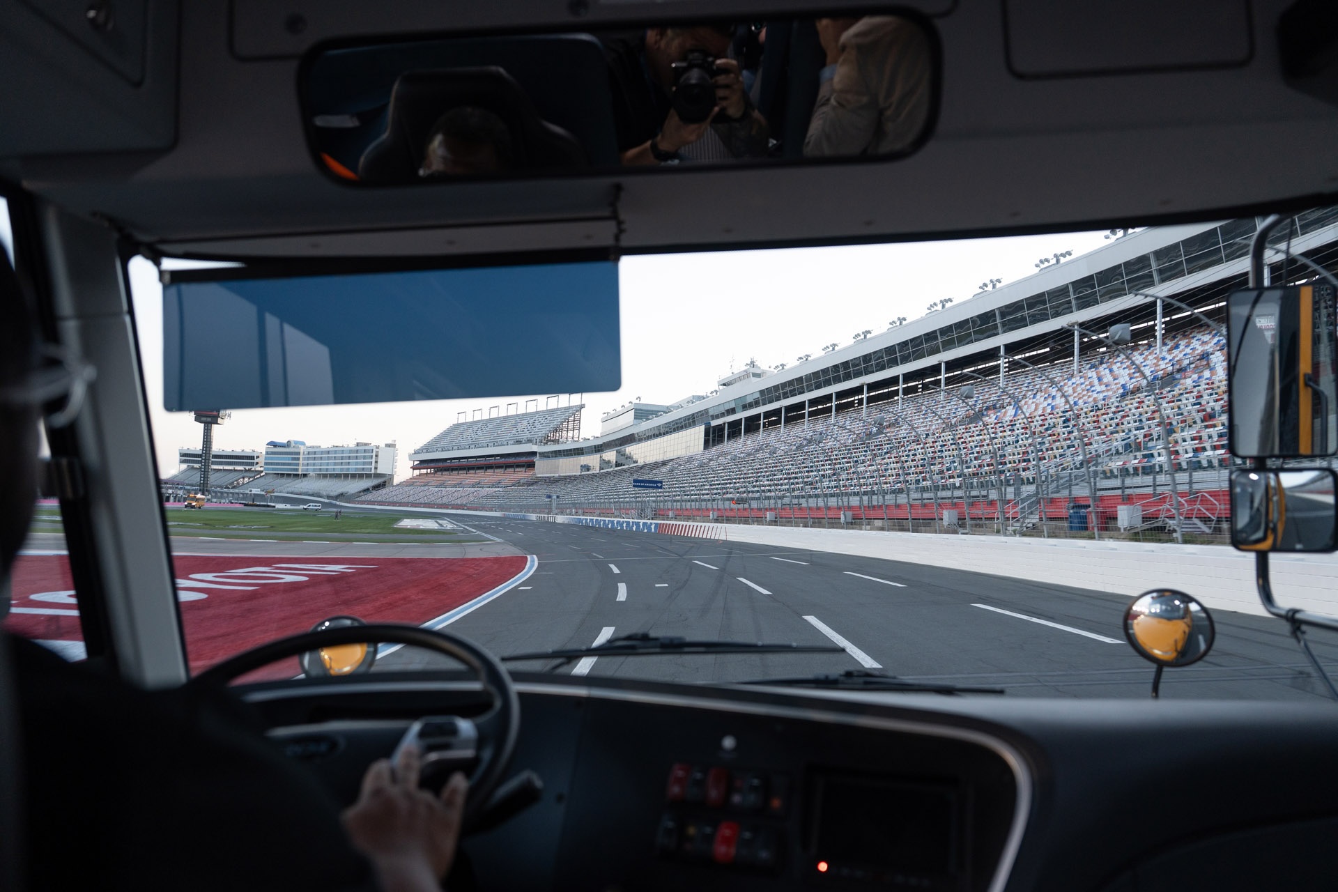 STN EXPO East attendees will ride school buses on the Charlotte Motor Speedway as part of the Ride and Drive and Technology Demo. (Photo by Vincent Rios Creative)