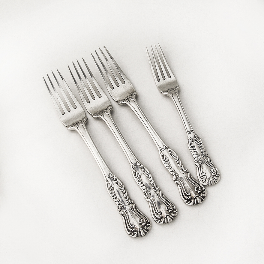 Chinese dinner forks regular fork set export silver 1855 khecheong