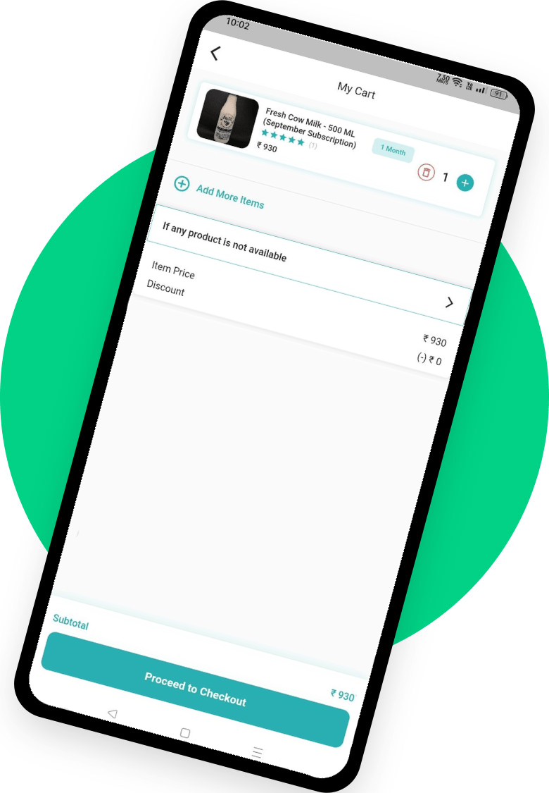 Stoi milk android app milk order screen
