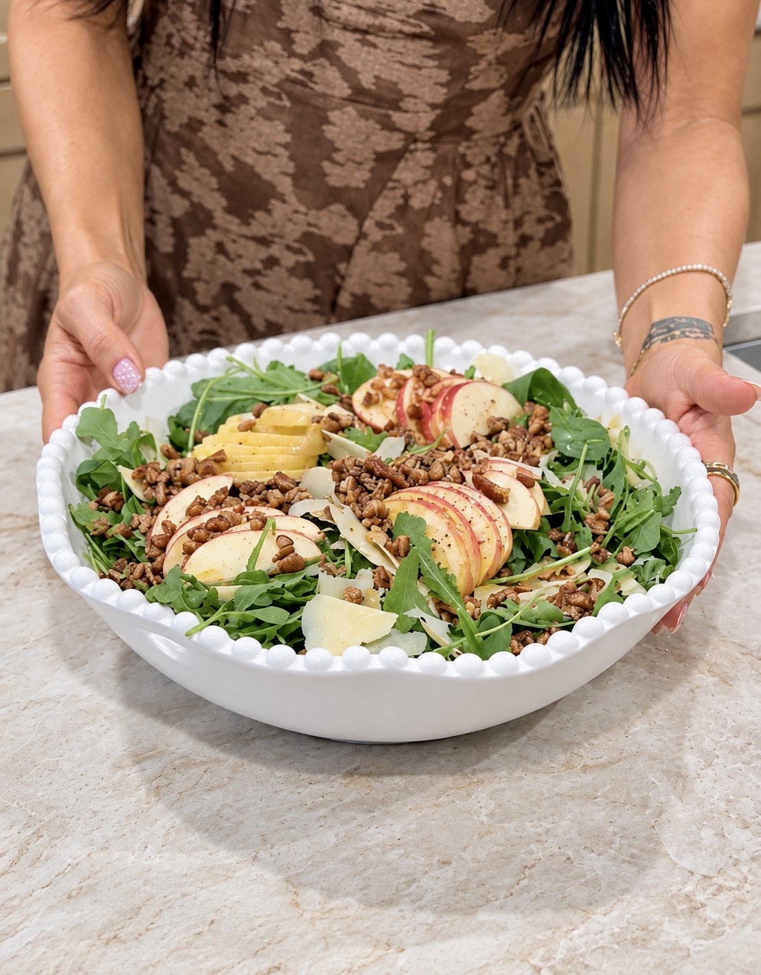 Apple Cheddar Fall Salad with Candied Pecans