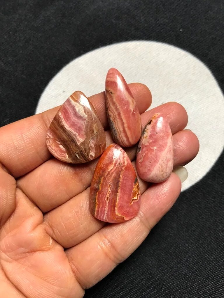 Rhodochrosite Cabochon 4 Piece Size 32-27 MM Approx