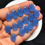 Blue Calsi Faceted Cabochon 16 Piece Size 15-13 MM Approx