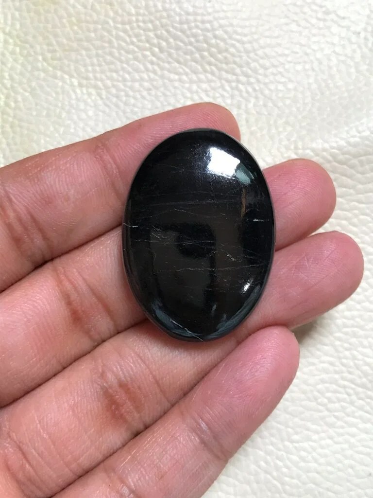 Black Tourmaline Cabochon 1 Piece Size 36 MM APPROX