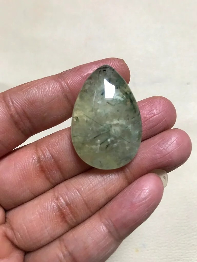 Prehnite Cabochon 1 Piece Size 34 MM Approx