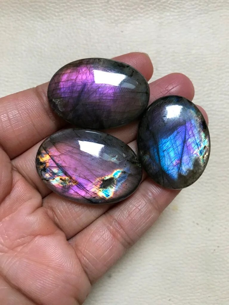 Labradorite Cabochon 3 Piece Size 37-33 MM Approx