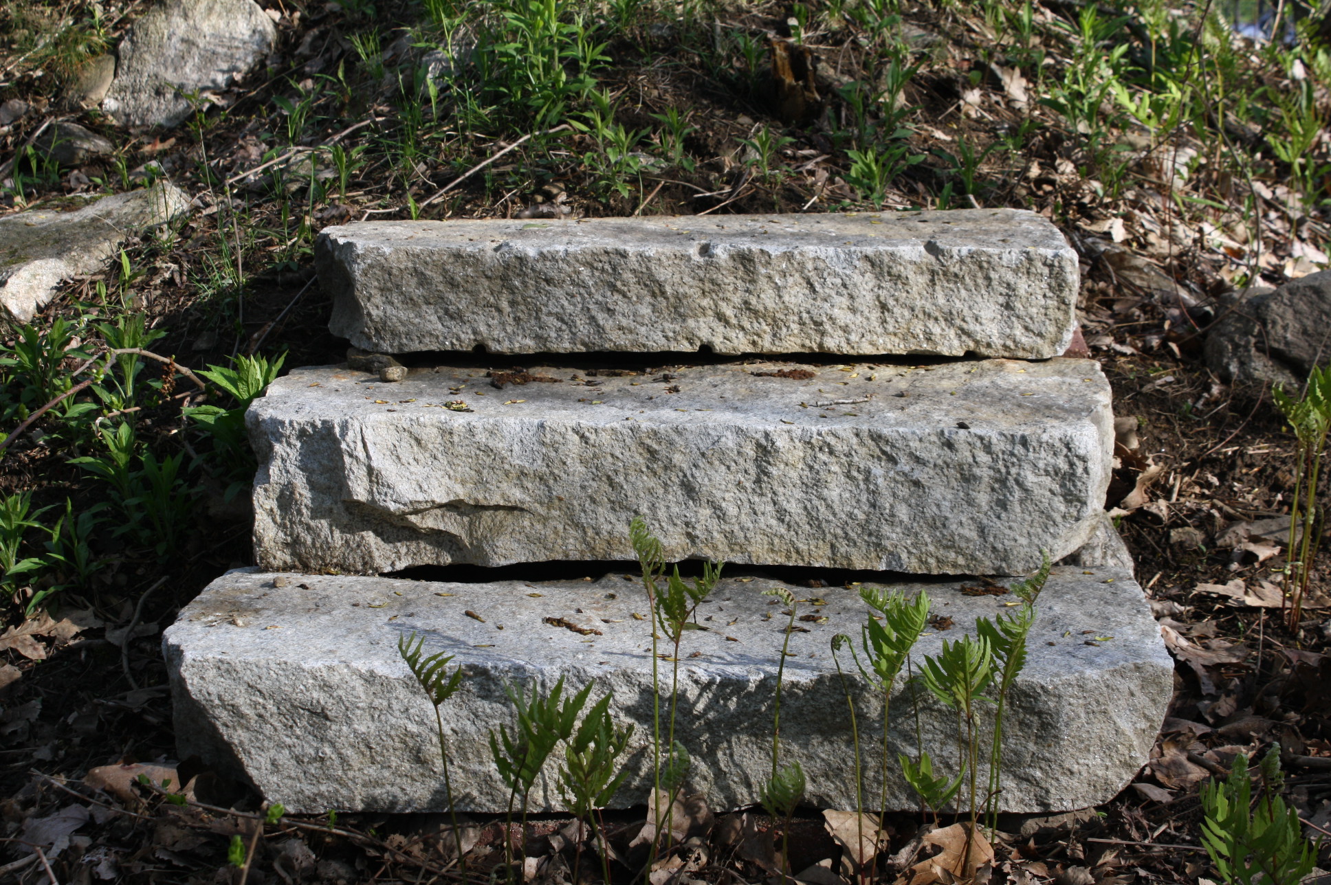 Reclaimed Granite Curbing Used as Steps