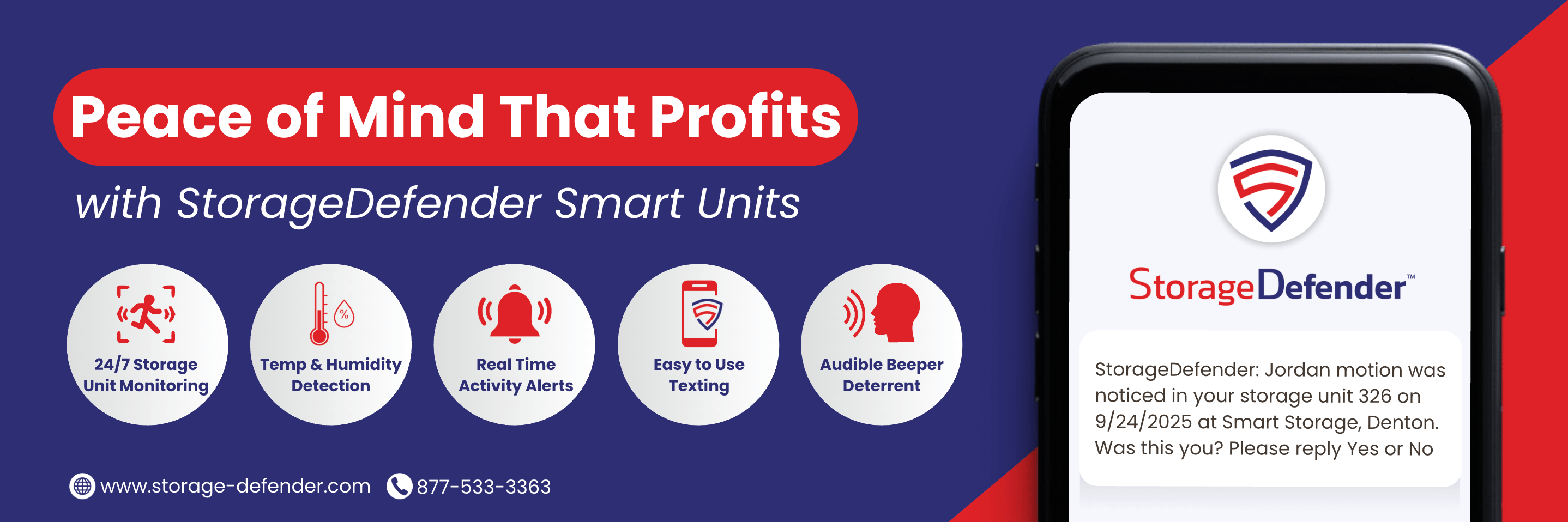 StorageDefender Provides Peace of Mind that Profits for self storage owners and operators with 24/7 storage unit monitoring and motion detection