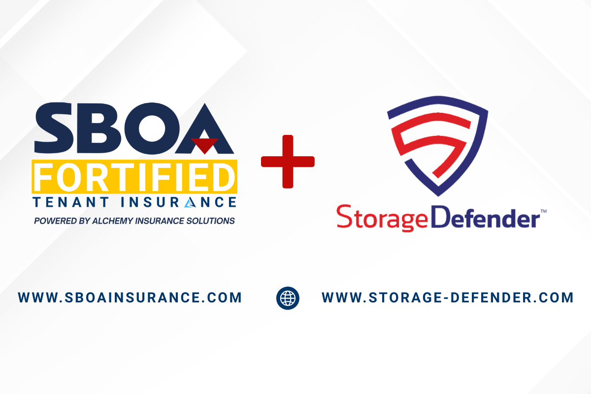 SBOA Tenant Insurance and StorageDefender logos partnered together