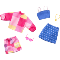 Barbie 2024 2 Pack Pink and Yellow Top and Shorts Blue Tank and Skirt Pink Sunglasses Yellow Necklace Fashion Pack