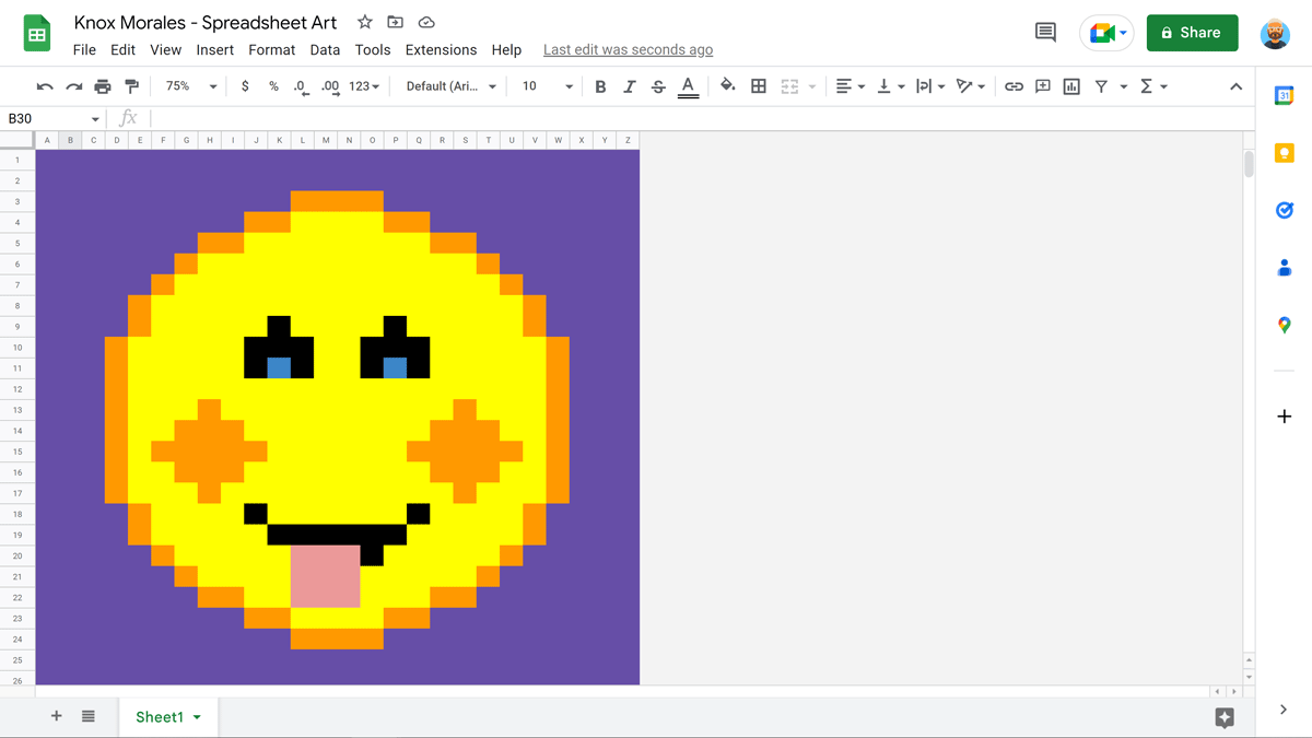 Lesson: make pixel art in google sheets- applied digital skills