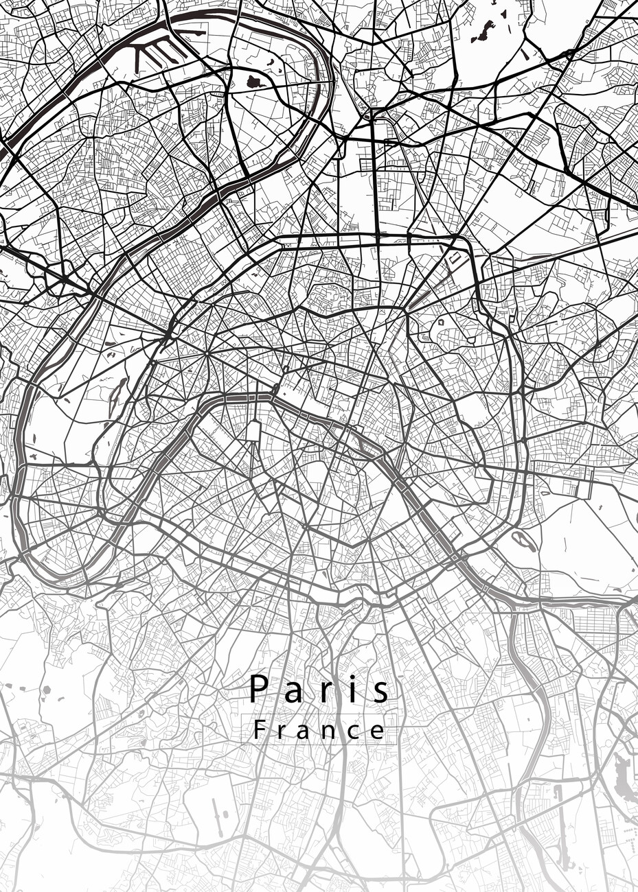 Explore The Paris White Map Discover Iconic White Lined Attractions 163134 