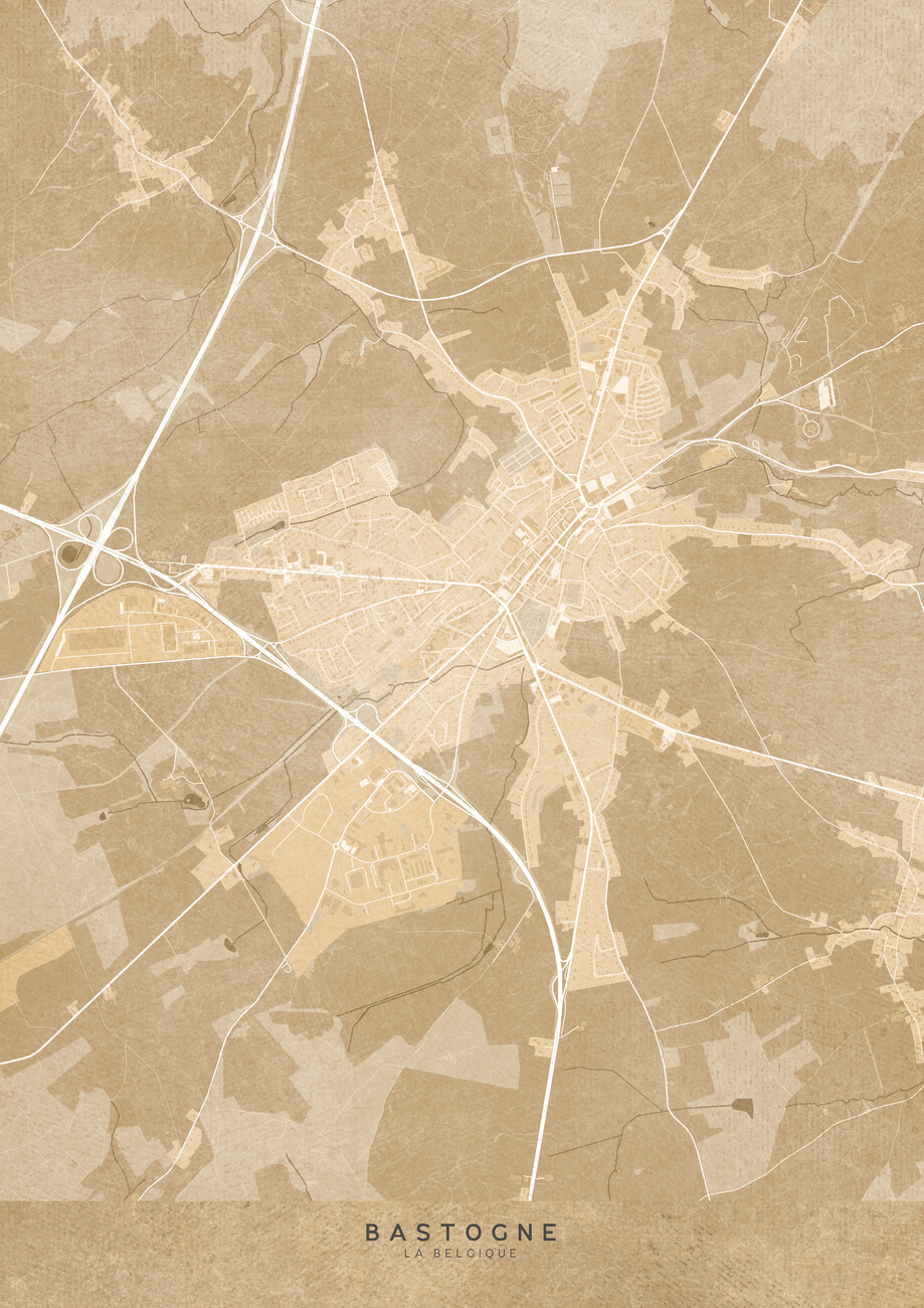 Mapa Map Of Bastogne Belgium In Sepia Vintage Style Mapas De 168986.
