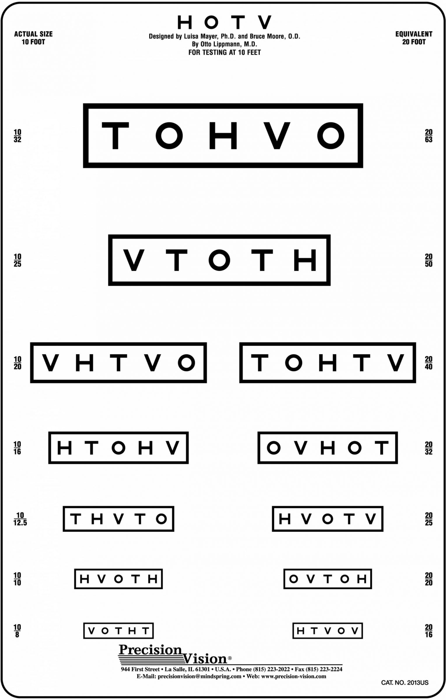 hotv massvat vision screening test 50 spacing precision vision