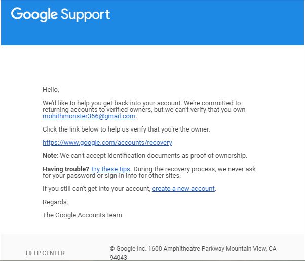 Google account is disabled due to suspicious activity