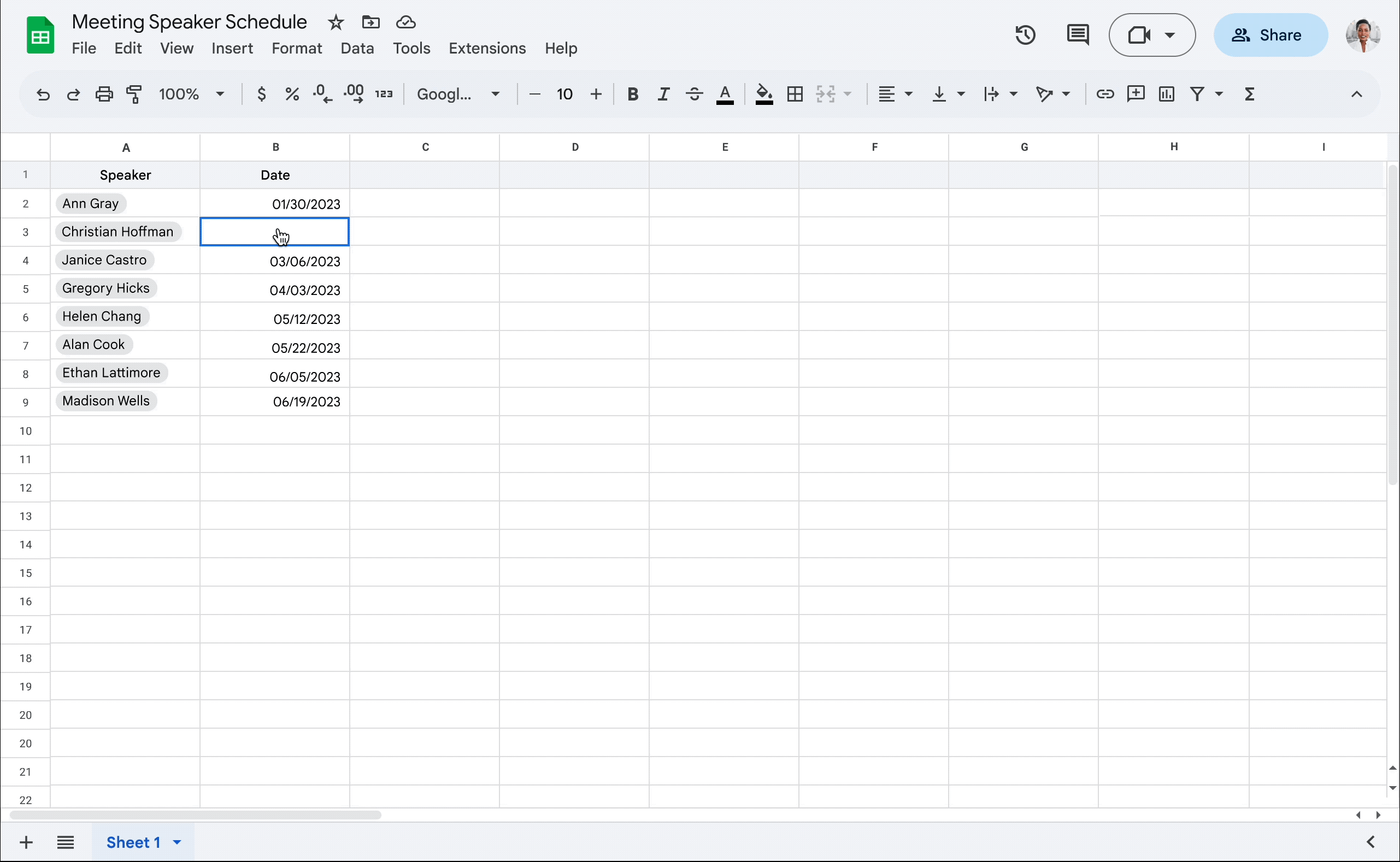 Insert smart chips in your google sheets