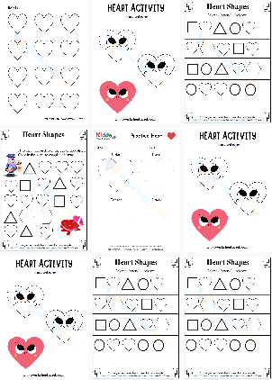 Heart shape worksheets