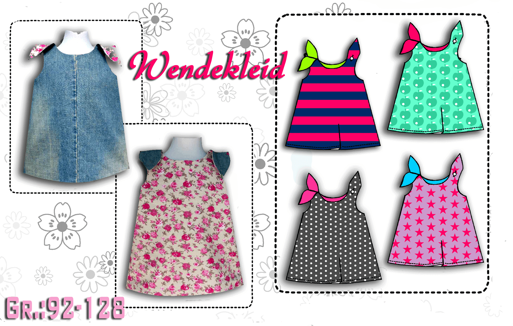 Schnittmuster Nahanleitung Fur Ein Wendekleid Gr 92 128