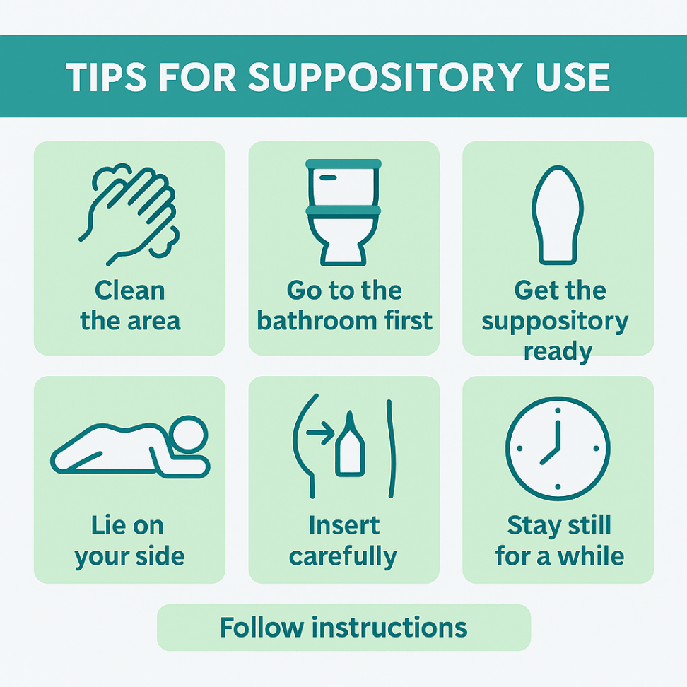 Infograhoic showcasing tips for suppository use