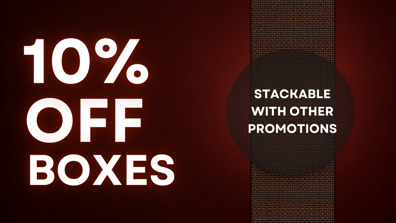 10 percent off Black Stogies boxes