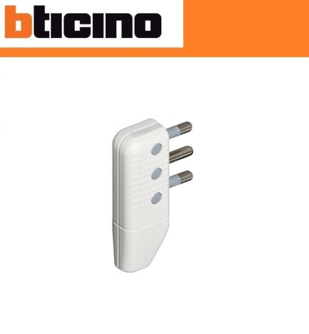 Bticino Stecker Corner – Platzsparend, 2P+T, 10 A, Grau (Anthrazit), Mit Schwenkbaren Steckern