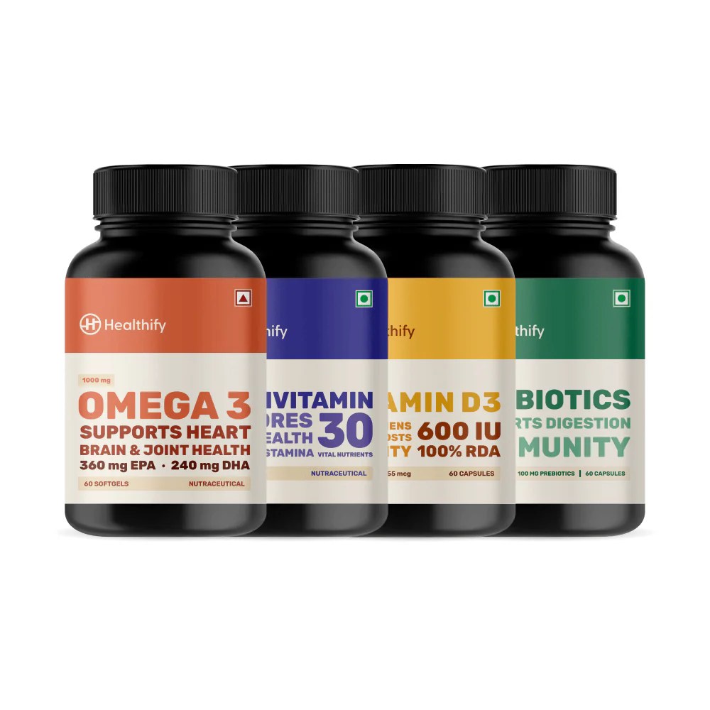 Supplement Starter Kit Multivitamin Probiotics Vitamin D3 Omega