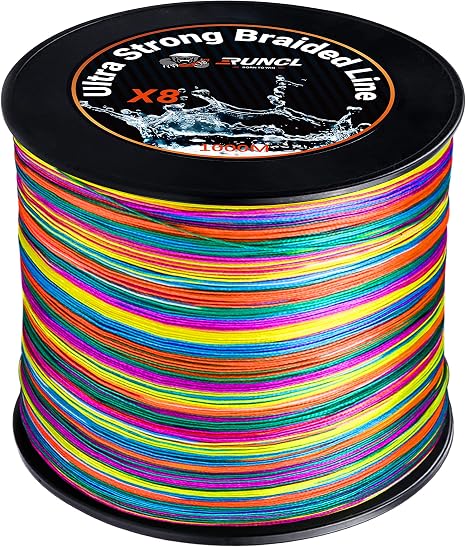 RUNCL 8 Strands Braided Fishing Line - High Visibility Colored Braid Line