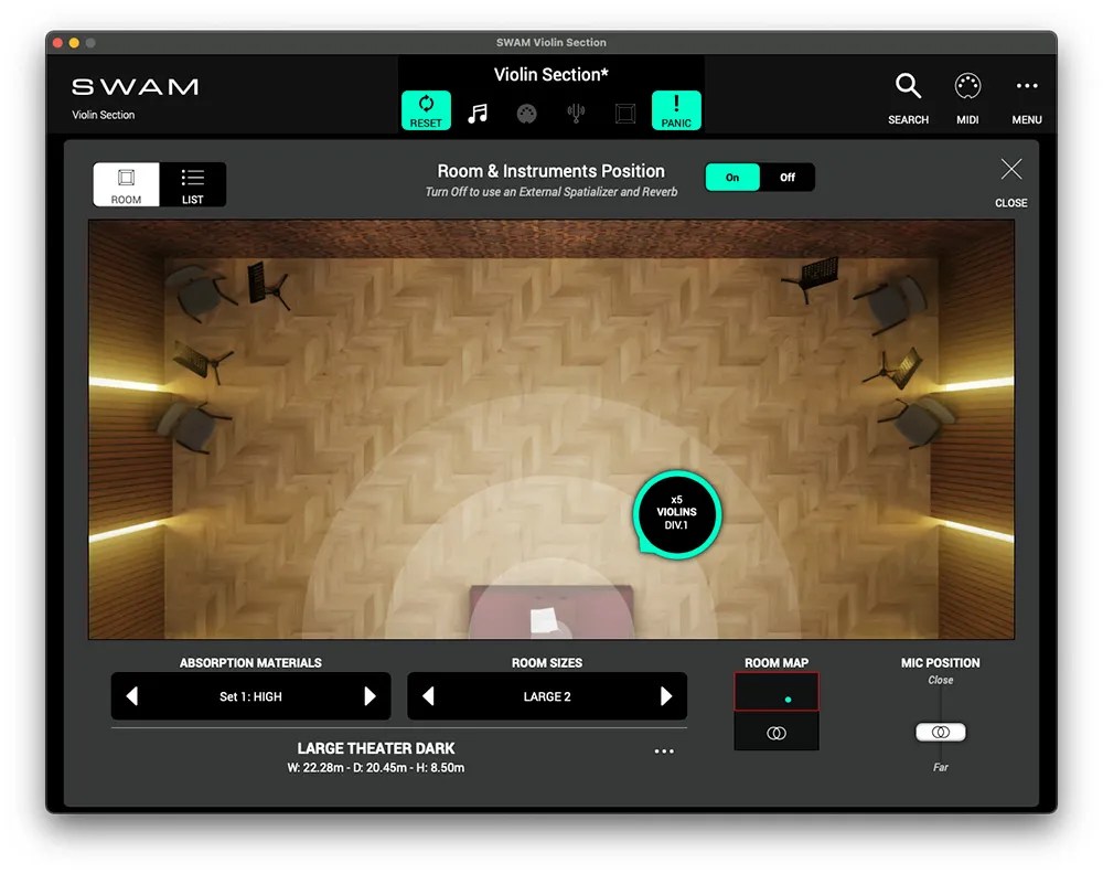 SWAM Ambiente room modeling interface with spatial positioning