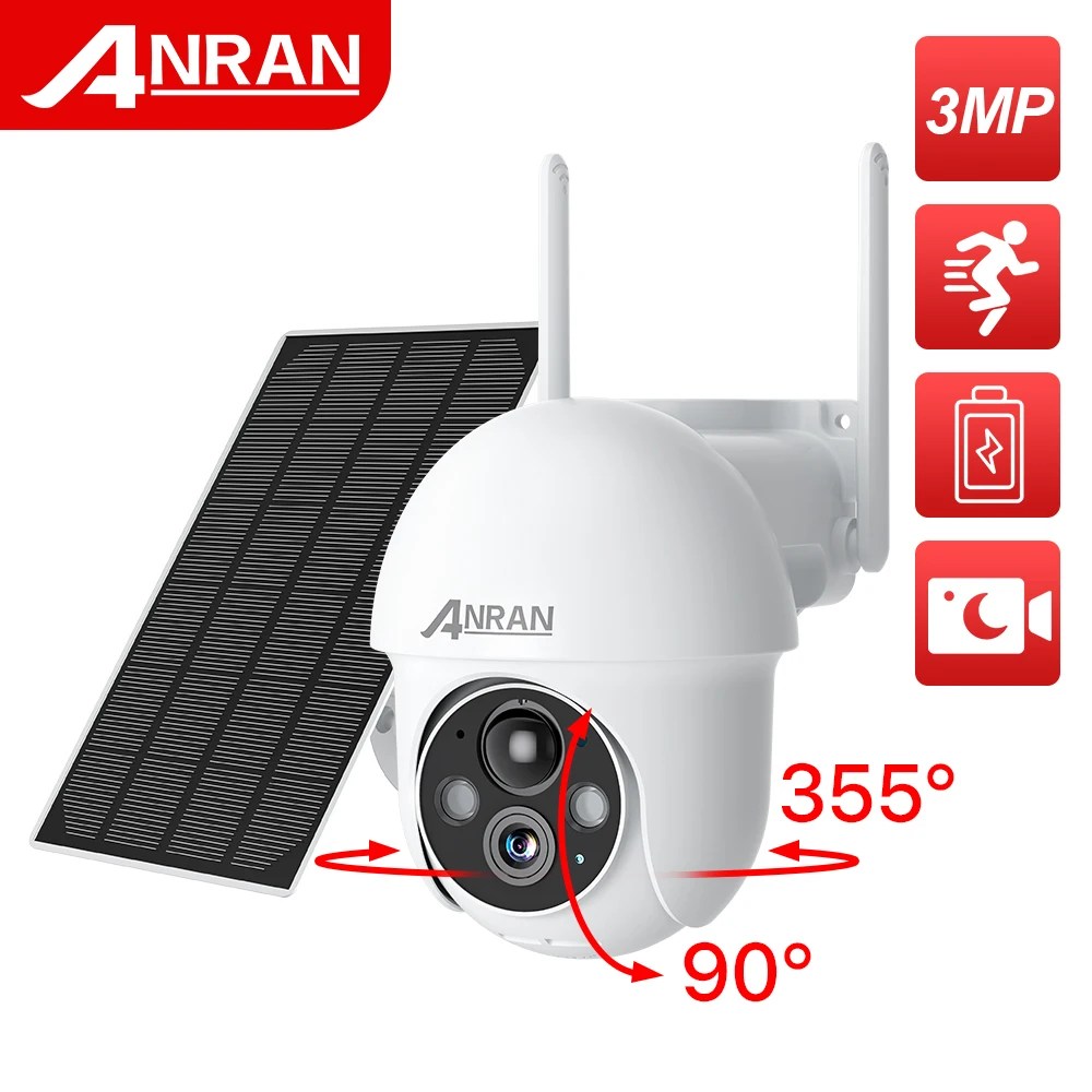 Camara ANRAN 360° 3MP PTZ WIFI con Panel Solar - Camara de Seguridad
