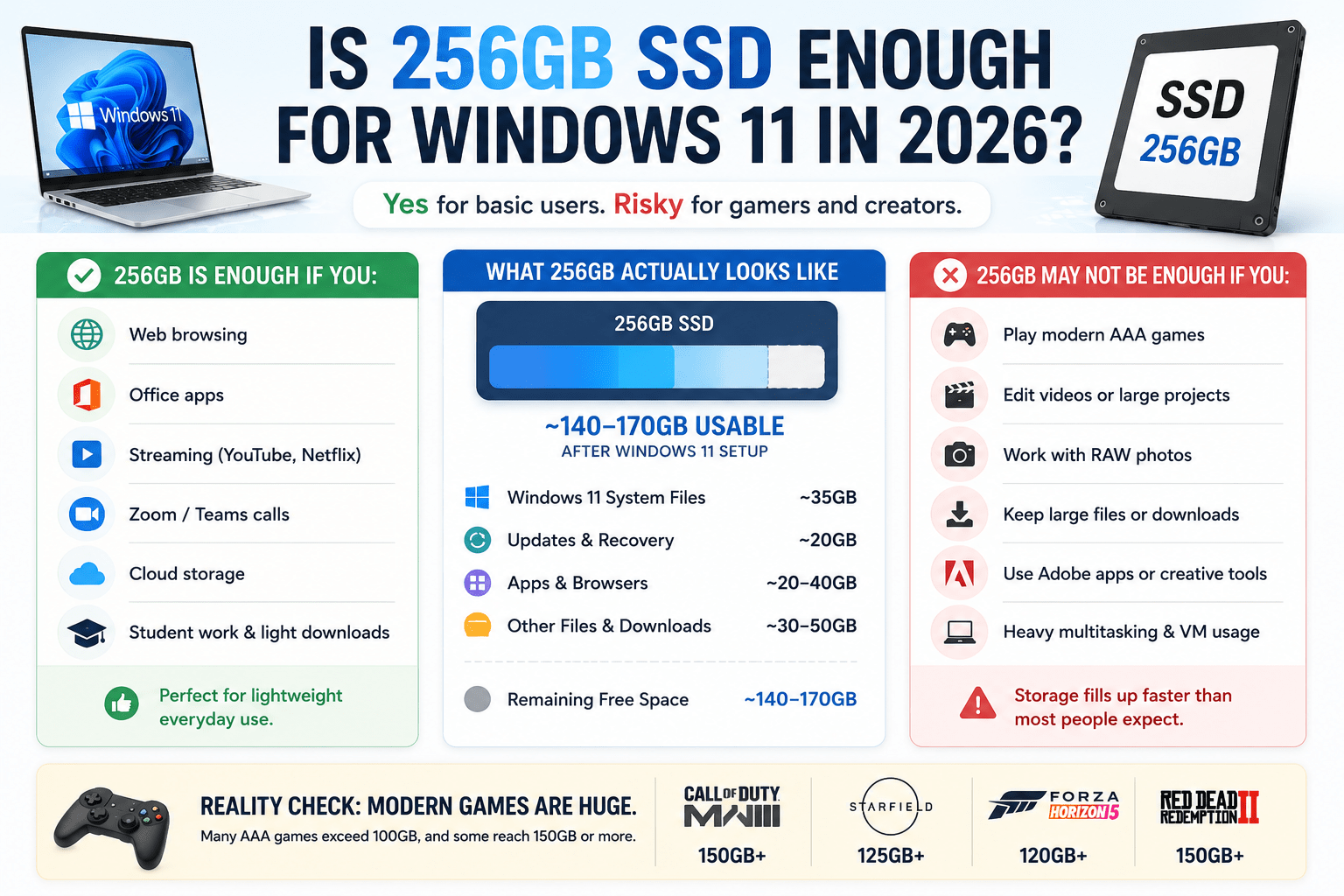 Is 256 GB Still Enough For Windows 11 In 2026 How Much Stoarge Windows 11 Need 