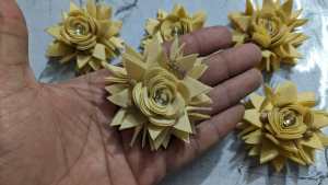 10 Golden artificial sunflower Fabric made Fake Flower, Pooja Thali, 2 WhatsApp Image 2023 11 22 at 16.53.24