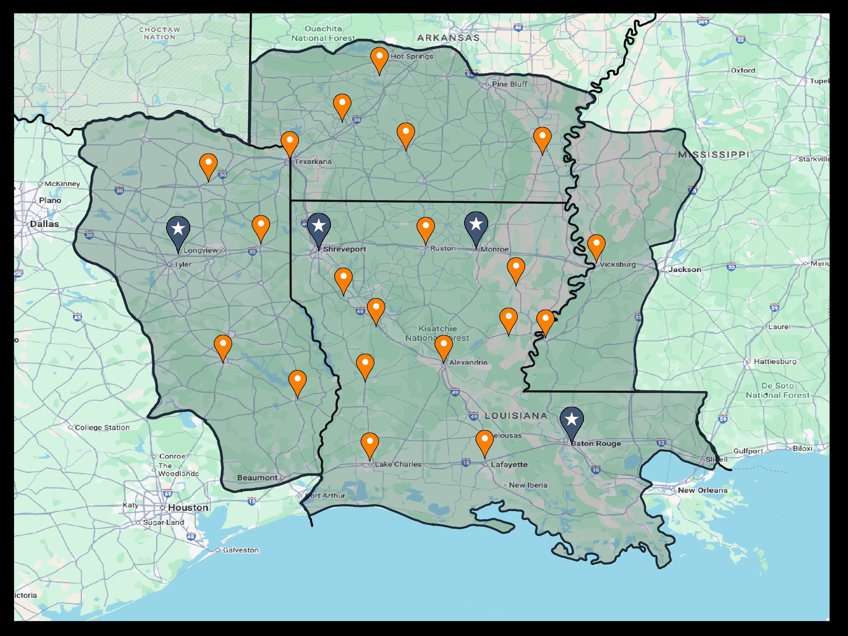 Storer Services Area Map