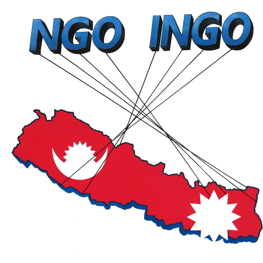 A symbolic image showing influence of NGOs and INGOs in Nepal