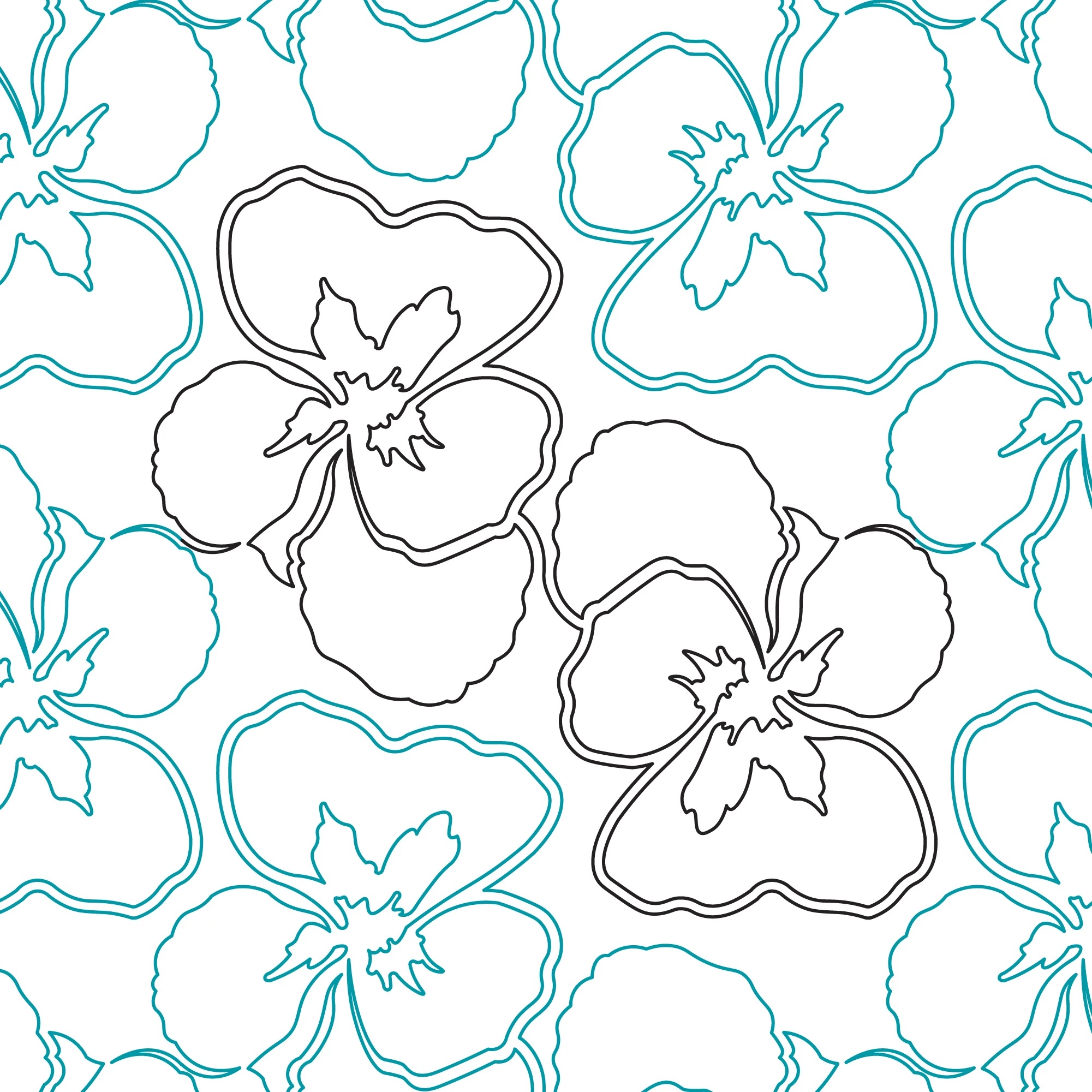 pansy flower longarm quilting pantograph design