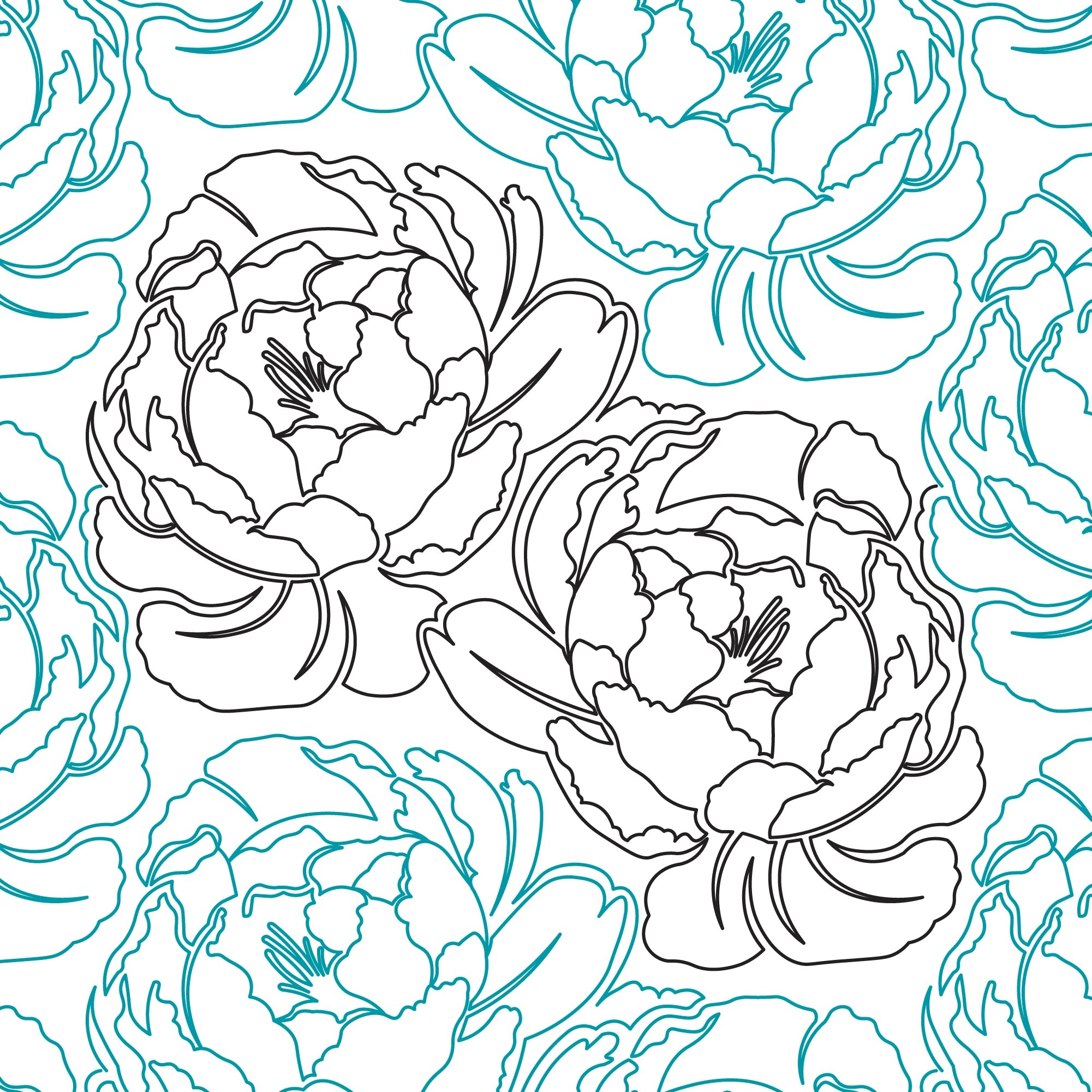 peony flower longarm quilting pantograph design