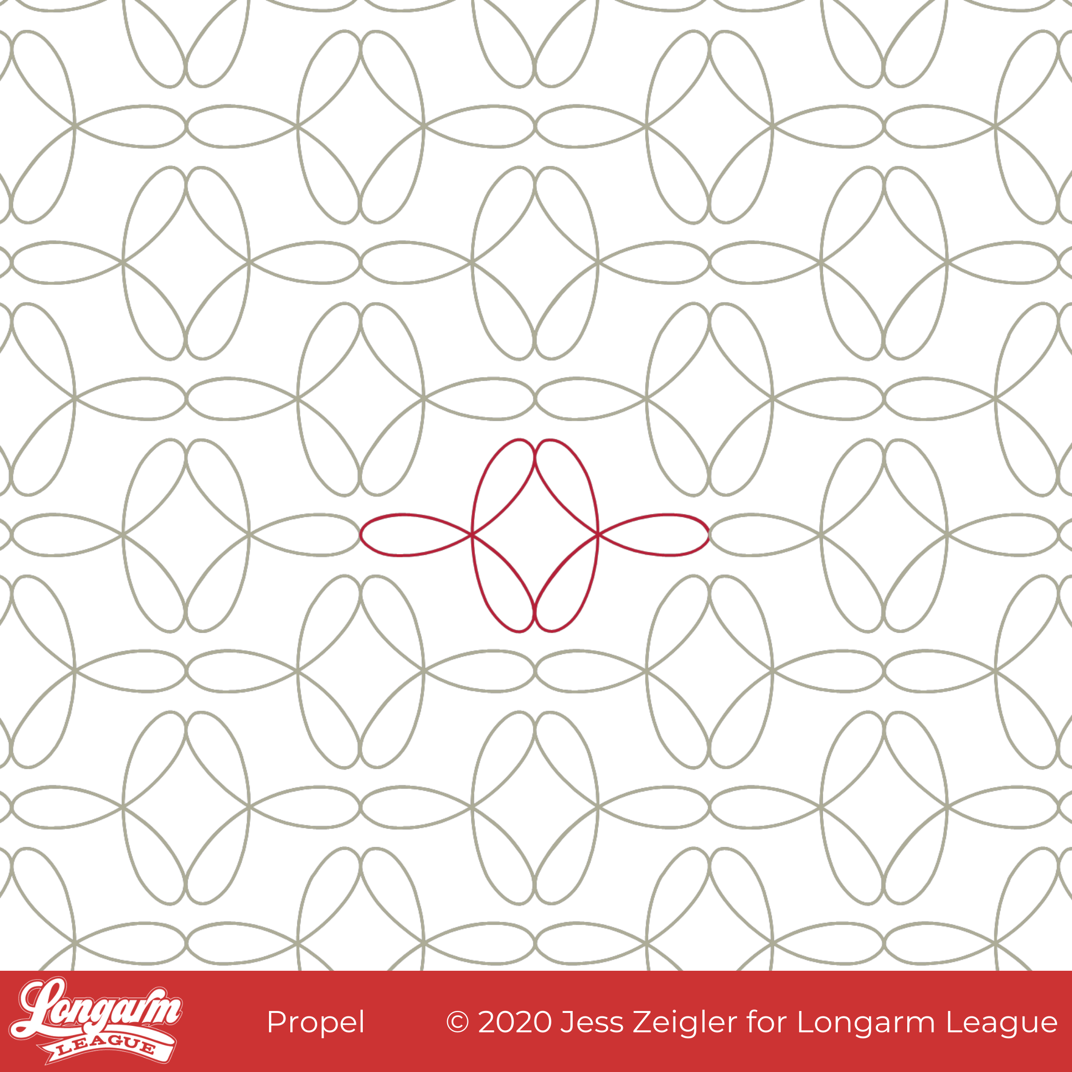 linear propellor-like shape longarm quilting pantograph design