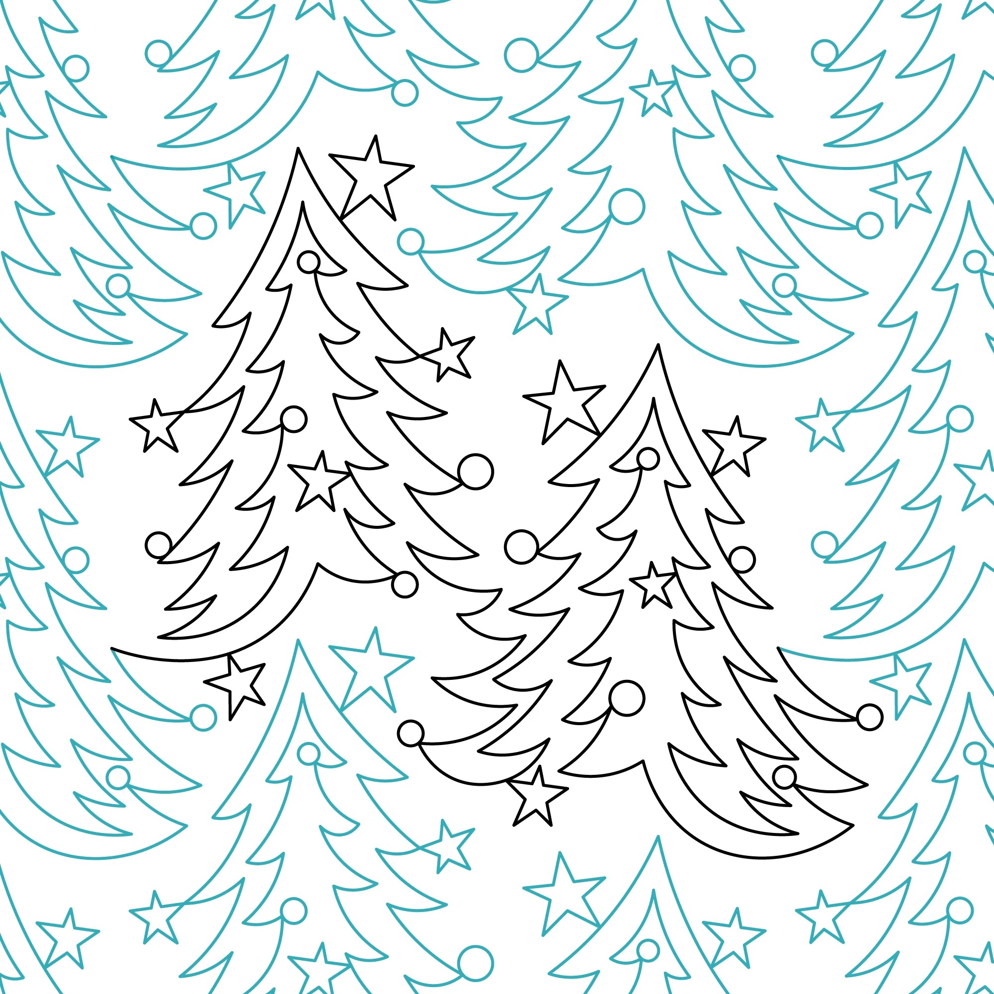 Decorated Christmas tree longarm quilting pantograph design