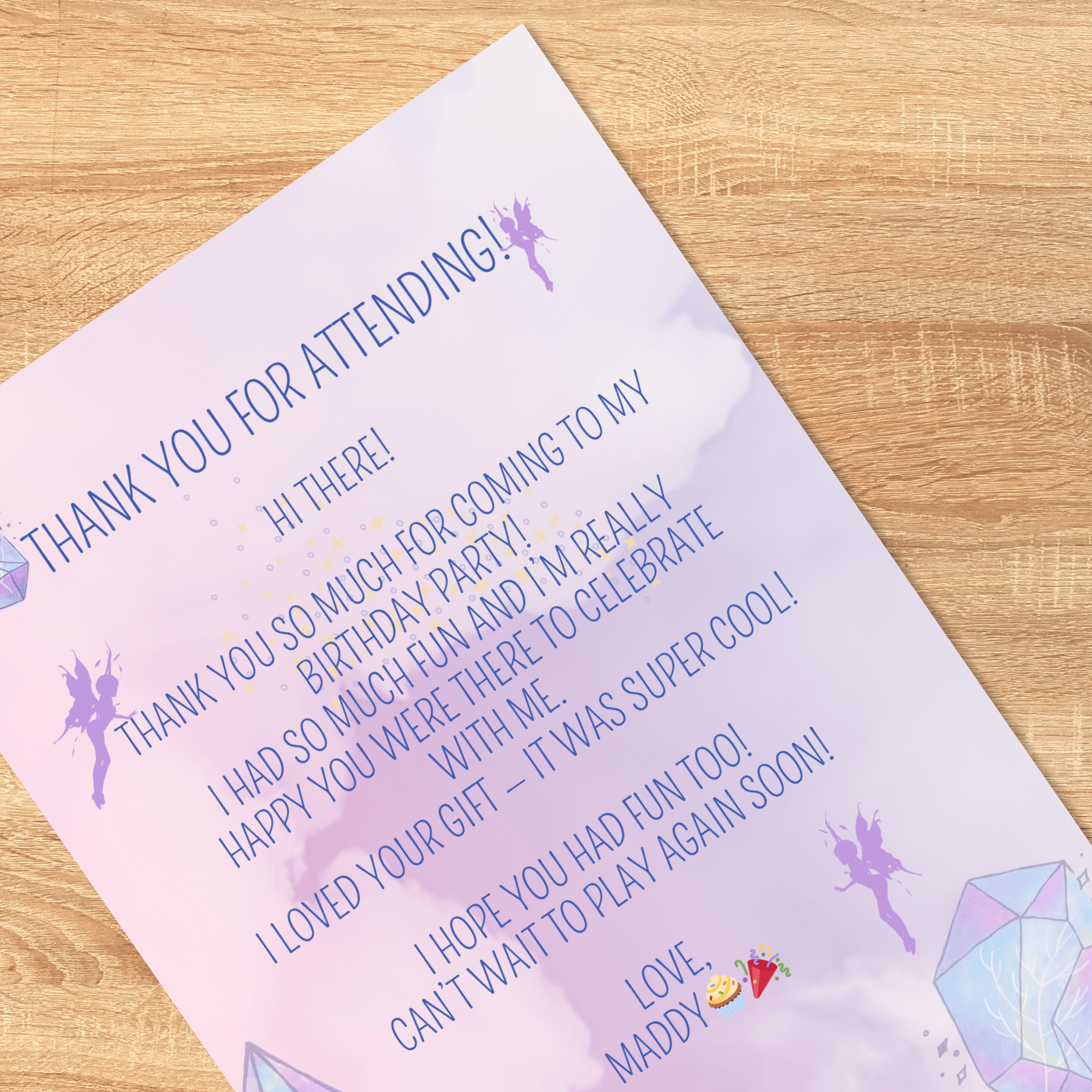 Fairy Birthday Thank You Card