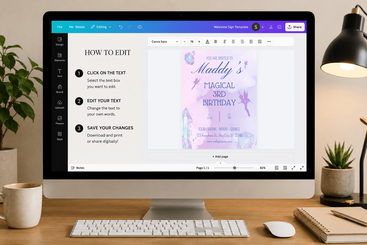 Fairy Birthday Invitation Template