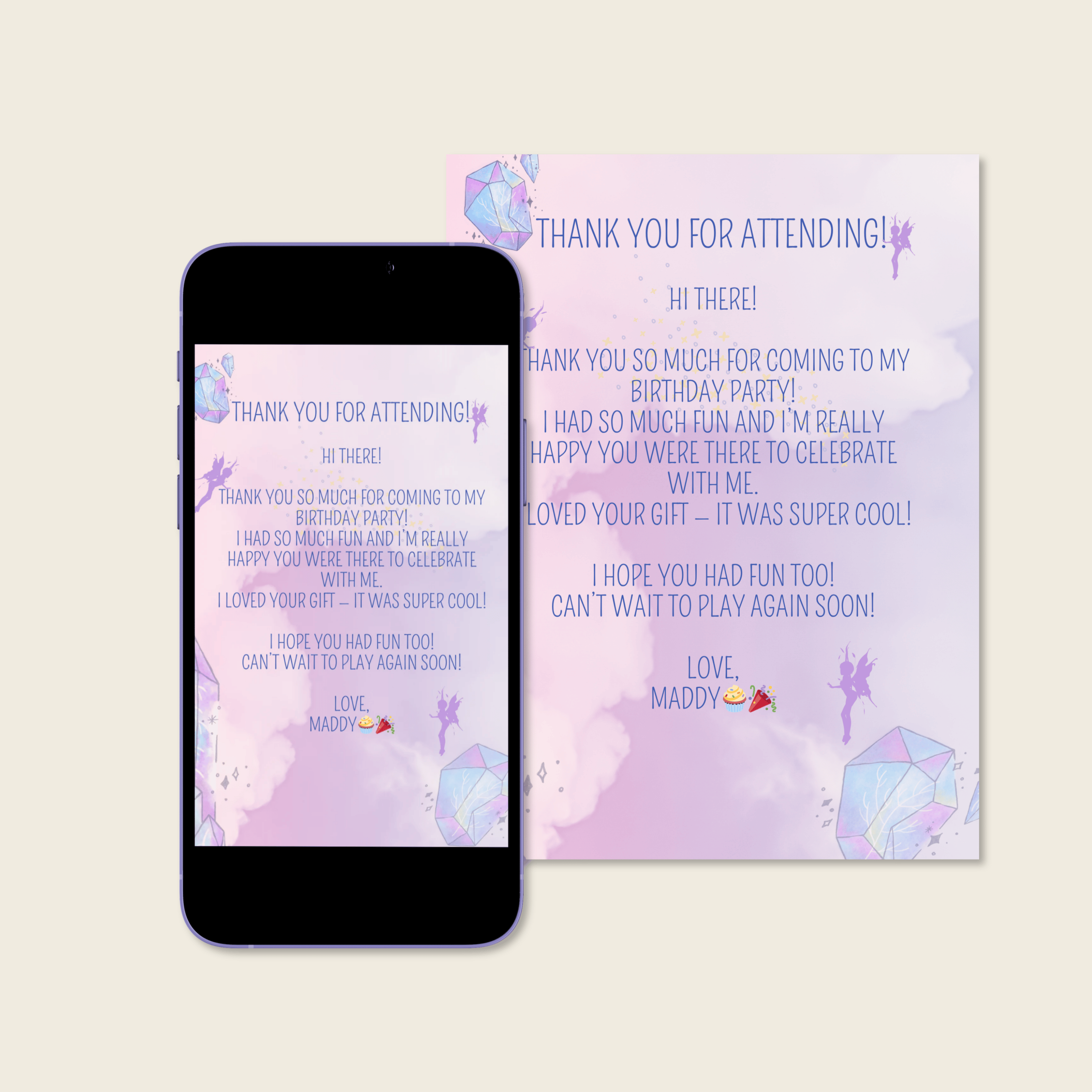 Fairy Birthday Thank You Card