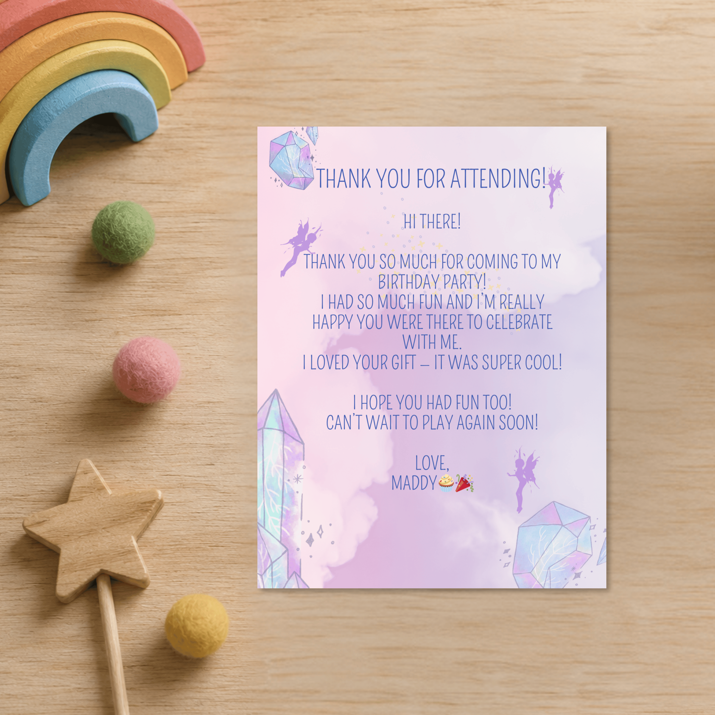 Fairy Birthday Thank You Card